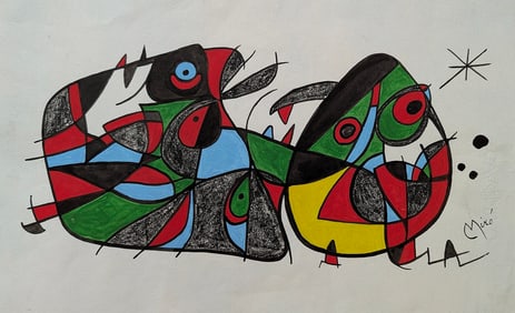 JOAN MIRO (Handmade) Vintage Drawing Paper Signed