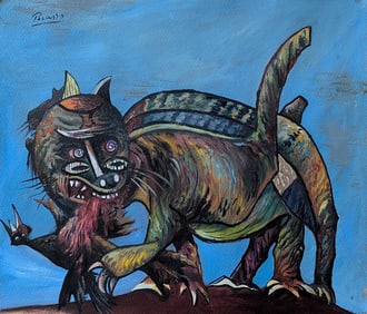 PICASSO Vintage Oil on Paper Monster Composition