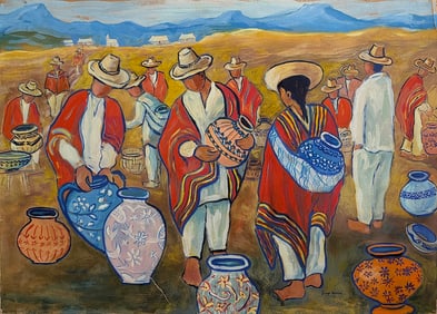 DIEGO RIVERA Vintage Oil Painting on Cardboard