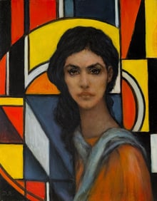 D. RANSI Oil on Canvas 20th. C. Modern Woman Portrait