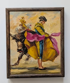 Vintage 20th C. Oil on Canvas Spanish Matador  Signed?