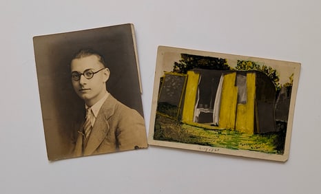 Vintage Pair of Photographs Ca. 1920s Colored Yellow Structure