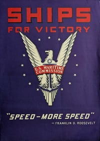Vintage Poster for the U.S. Maritime Commission's "Ships for Victory"