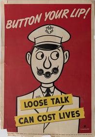WW2 Era Propaganda Poster Loose Talk Can Cost Lives - Original
