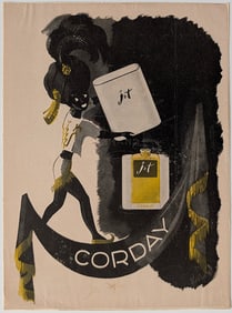 Vintage 1940s, Advertisement for the Corday "Jet" Perfume, Art by Bobri