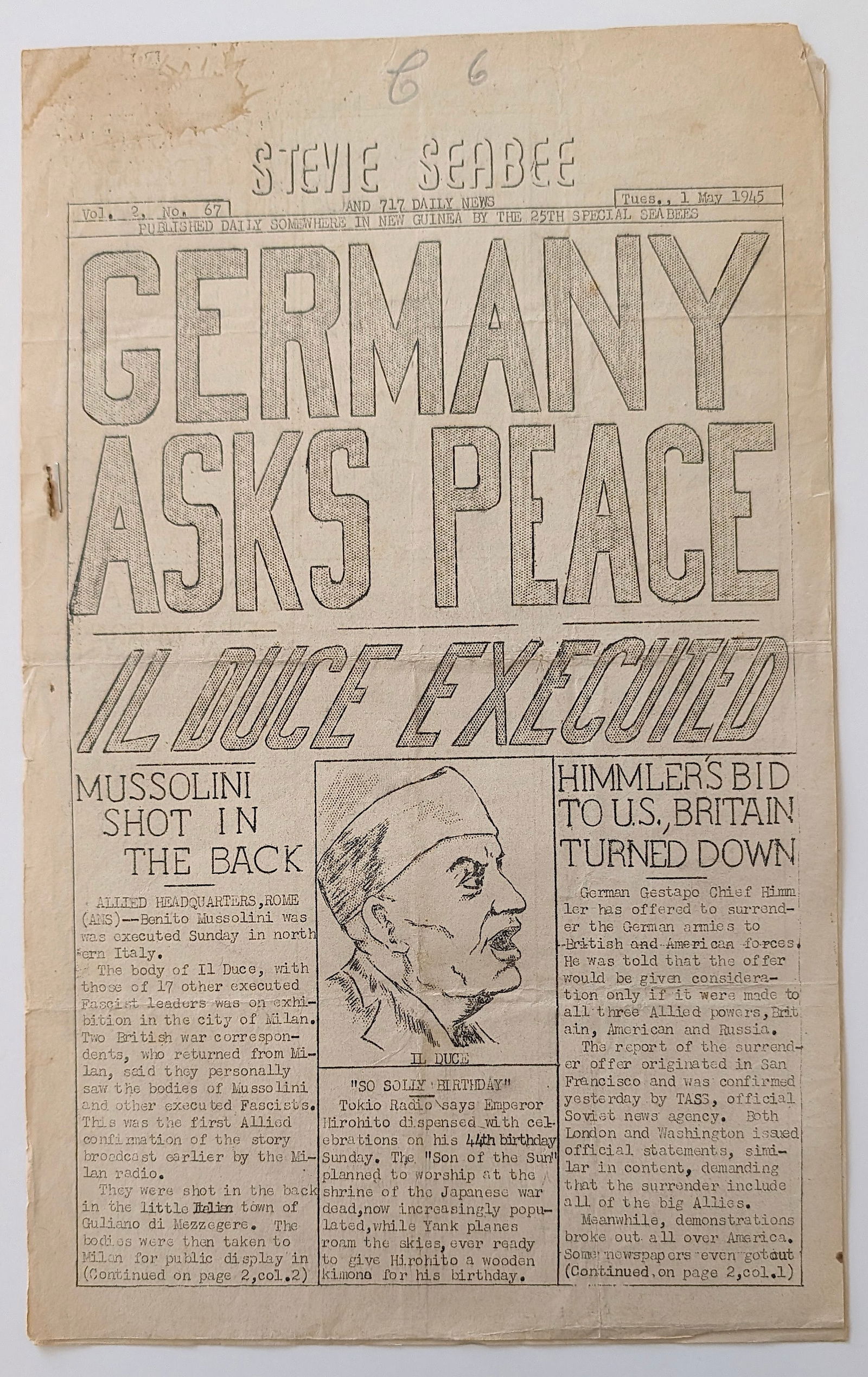 Scarce Original (No Reprod.) Ephemera SEABEES Civil Eng. Corps, US Navy: The provenance is from the estate of a deceased collector in South Florida. We have included quality images to show it's actual condition. This lot is located in Boca Raton, Fl and its shipment will b