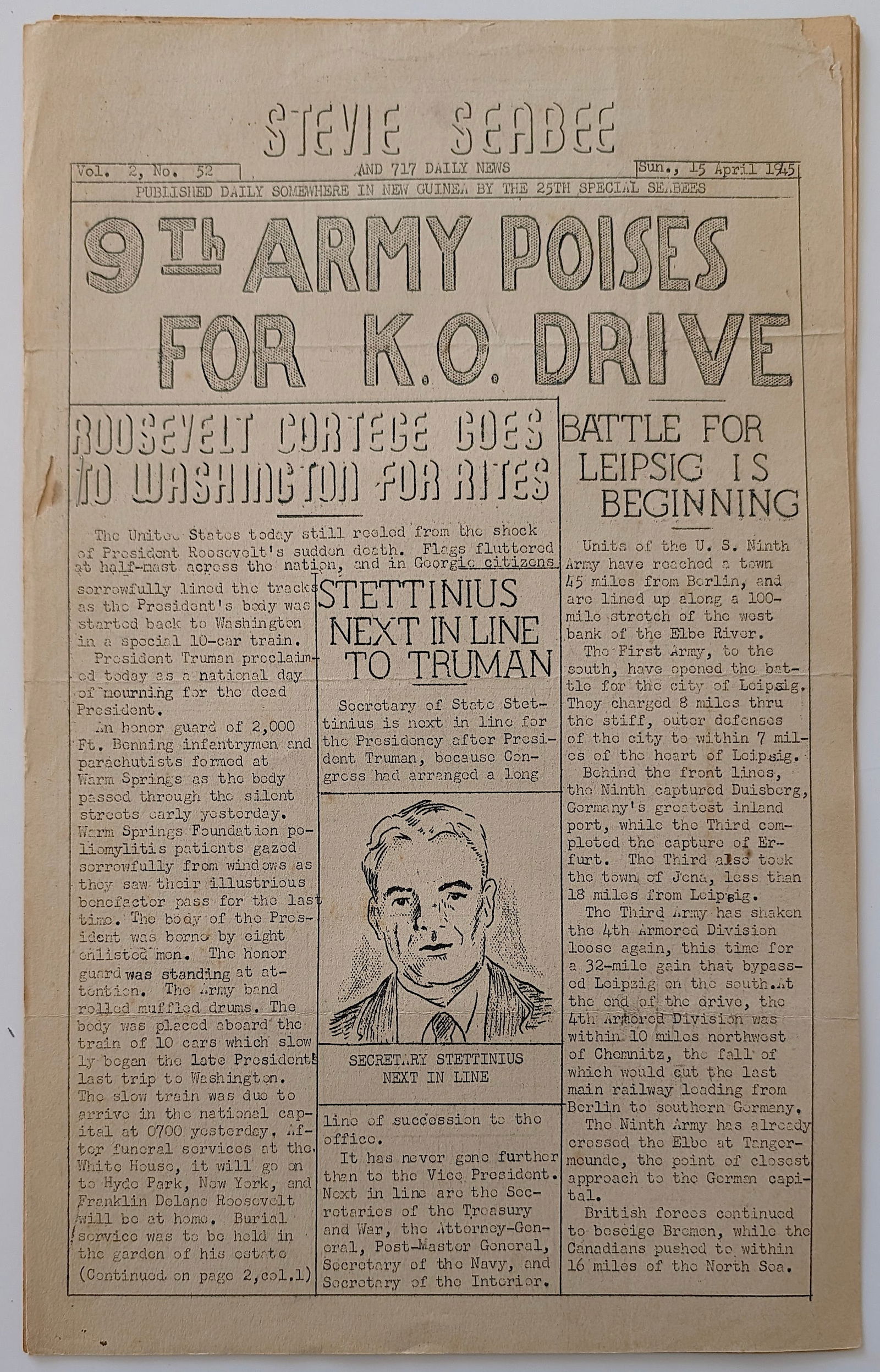 Scarce Original (No Reprod.) Ephemera SEABEES Civil Eng. Corps, US Navy: The provenance is from the estate of a deceased collector in South Florida. We have included quality images to show it's actual condition. This lot is located in Boca Raton, Fl and its shipment will b