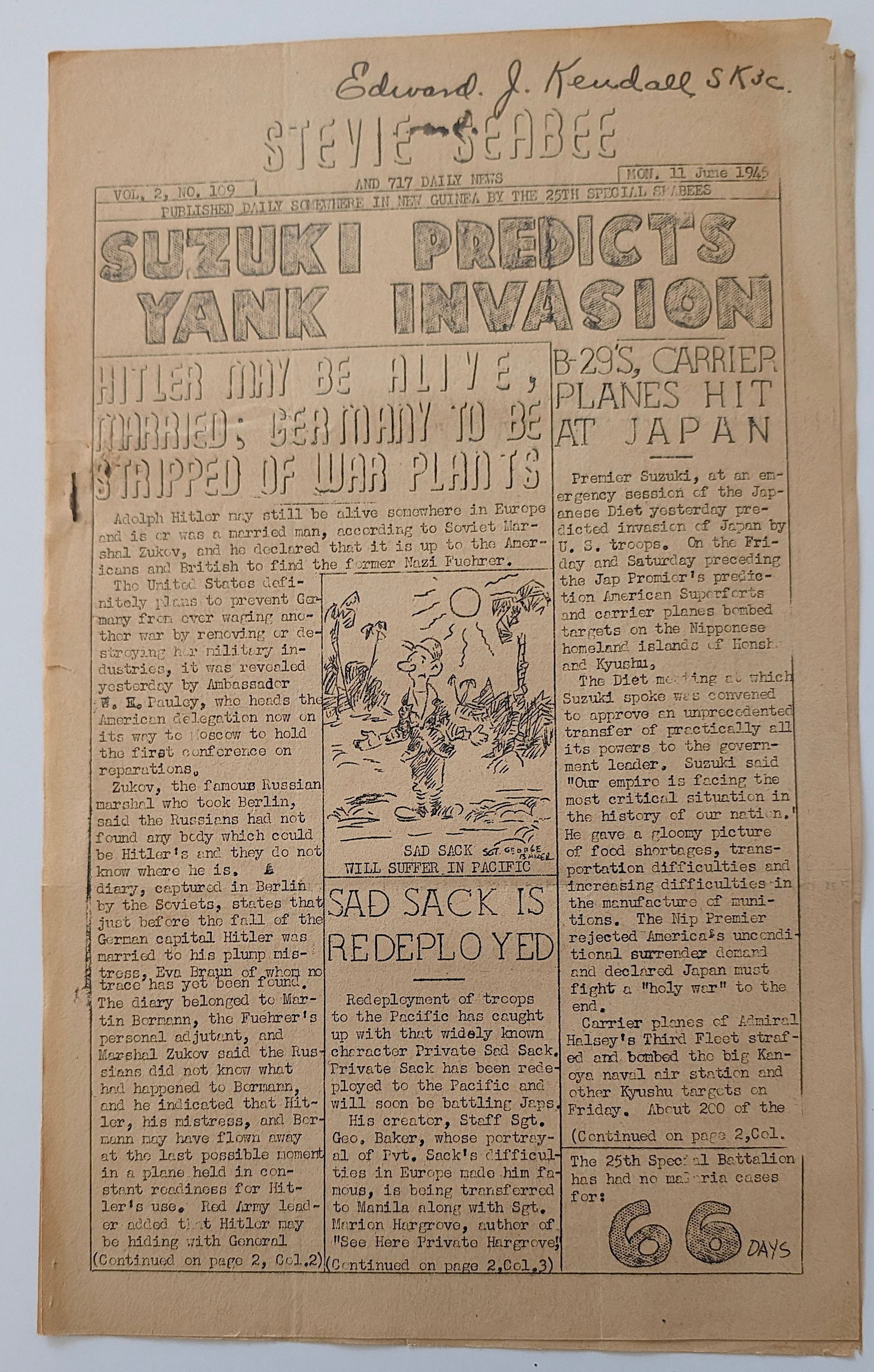 Scarce Original (No Reprod.) Ephemera SEABEES Civil Eng. Corps, US Navy: The provenance is from the estate of a deceased collector in South Florida. We have included quality images to show it's actual condition. This lot is located in Boca Raton, Fl and its shipment will b