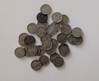 Vintage Set Approx. 35 US Coins Buffalo Nickels