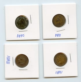 Set with Four INDIAN HEAD CENTS United States Mint - Collectors