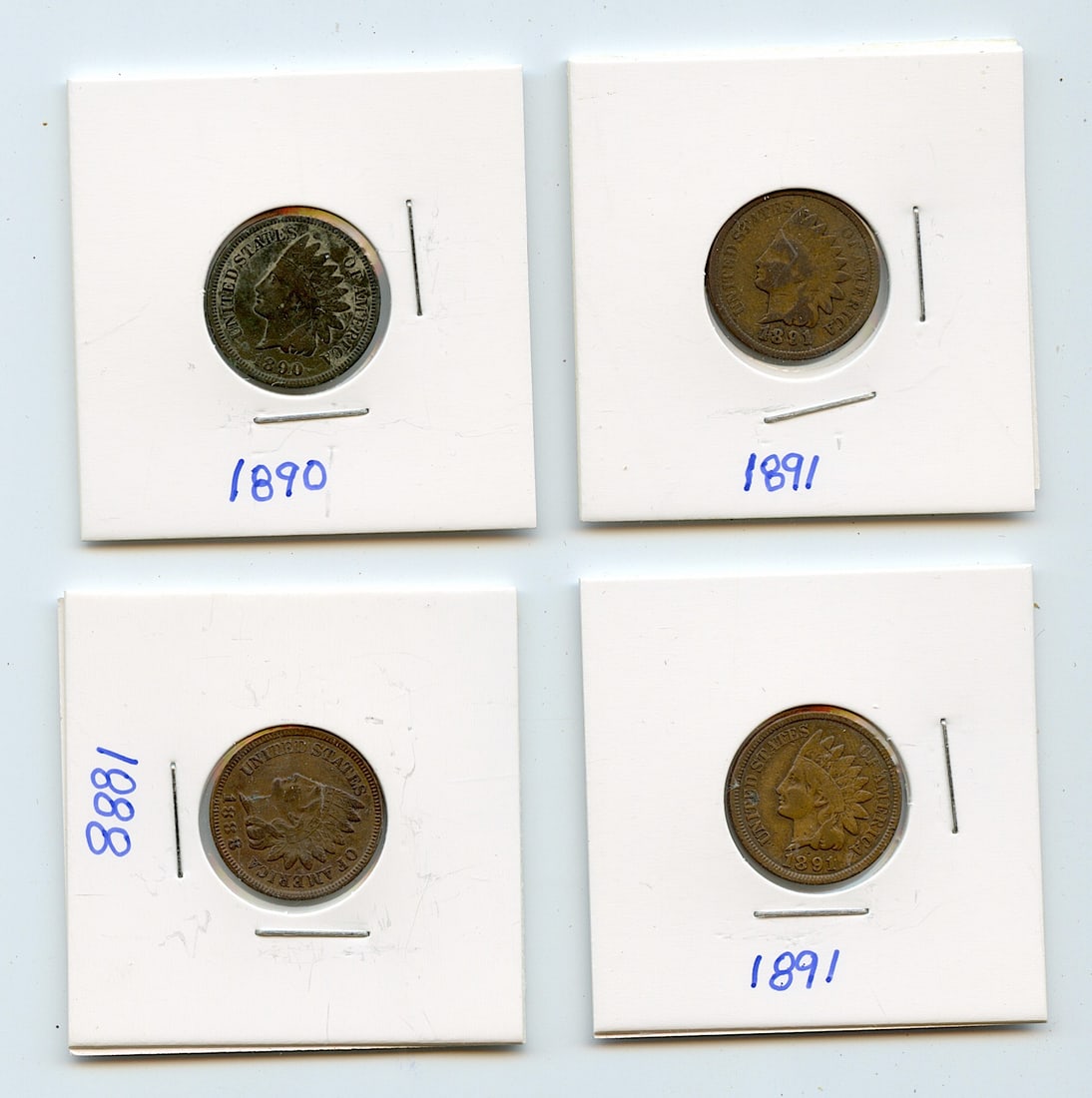 Set with Four INDIAN HEAD CENTS United States Mint - Collectors (1 of 2)