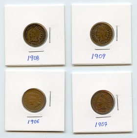 Set with Four INDIAN HEAD CENTS United States Mint - Collectors