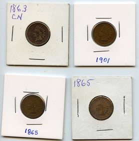Set with Four INDIAN HEAD CENTS United States Mint - Collectors