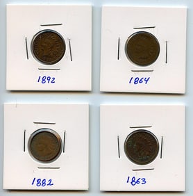 Set with Four INDIAN HEAD CENTS United States Mint - Collectors