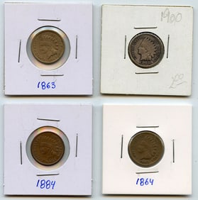 Set with Four INDIAN HEAD CENTS United States Mint - Collectors