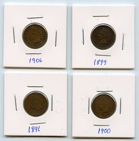 Set with Four INDIAN HEAD CENTS United States Mint - Collectors