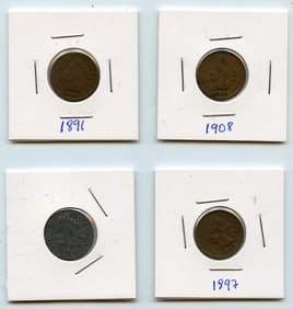 Set with Four INDIAN HEAD CENTS United States Mint - Collectors