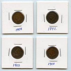 Set with Four INDIAN HEAD CENTS United States Mint - Collectors