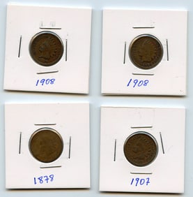 Set with Four INDIAN HEAD CENTS United States Mint - Collectors