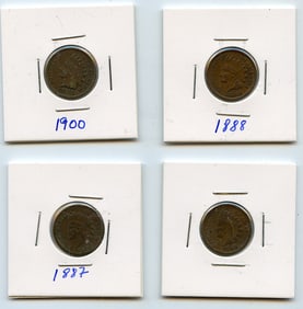 Set with Four INDIAN HEAD CENTS United States Mint - Collectors