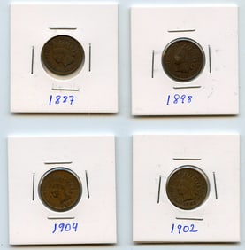 Set with Four INDIAN HEAD CENTS United States Mint - Collectors