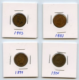 Set with Four INDIAN HEAD CENTS United States Mint - Collectors