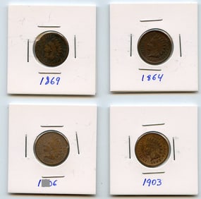 Set with Four INDIAN HEAD CENTS United States Mint - Collectors