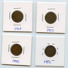 Set with Four INDIAN HEAD CENTS United States Mint - Collectors