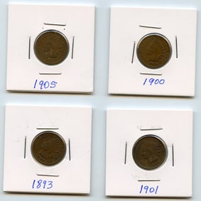 Set with Four INDIAN HEAD CENTS United States Mint - Collectors