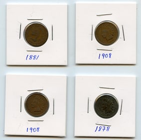 Set with Four INDIAN HEAD CENTS United States Mint - Collectors