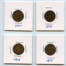 Set with Four INDIAN HEAD CENTS United States Mint - Collectors