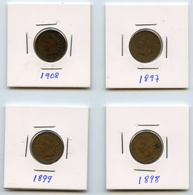 Set with Four INDIAN HEAD CENTS United States Mint - Collectors