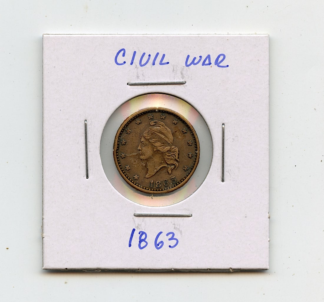 Antique 1863 Civil War American Coin Collectors: This lot is coming from the estate of a collector in West Palm Beach. We have included quality images to show it's actual condition. This lot is located in Boca Raton, Fl and its shipment will be made