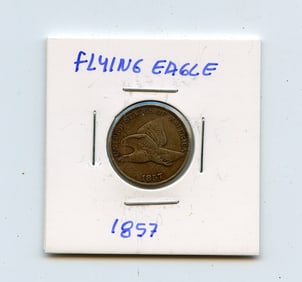 Antique 1857 Flying Eagle One Cent Coin Collectors