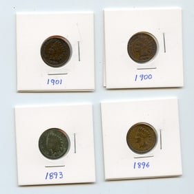 Set with Four INDIAN HEAD CENTS United States Mint - Collectors