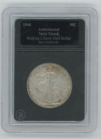 1944 Walking Liberty Half Dollar Coin Authent.,Very Good Condition