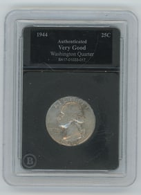 Authenticated 1944 Washington Quarter, graded "Very Good"