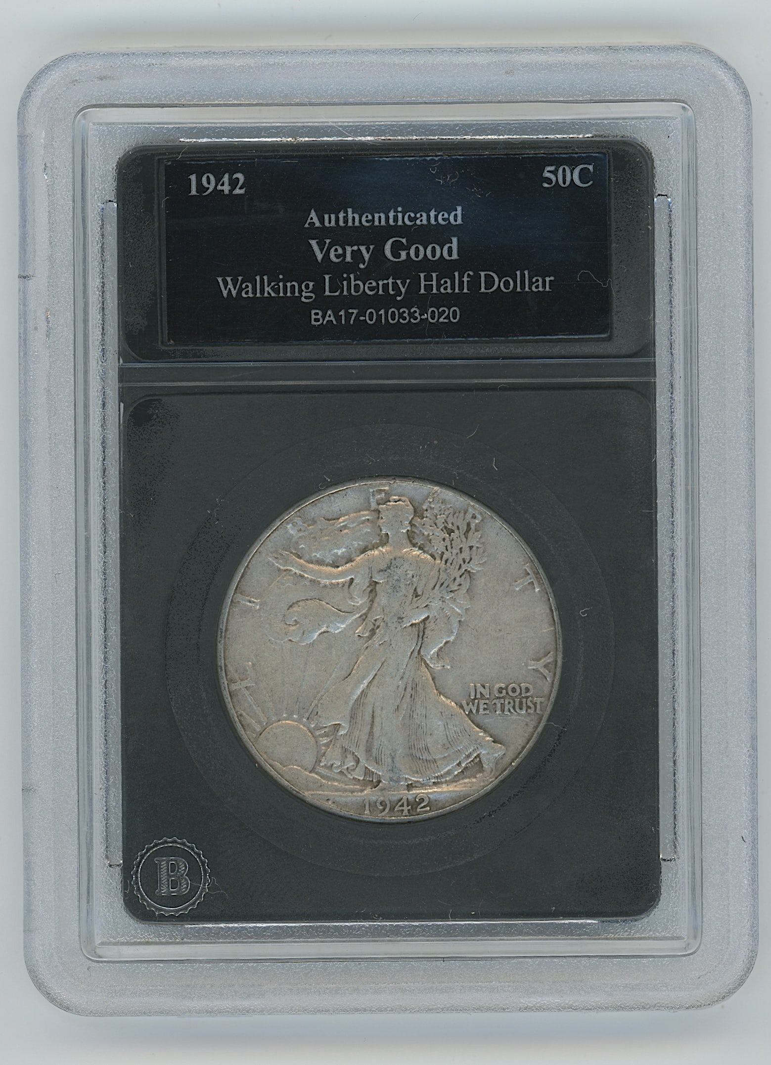 Authenticated 1942 Walking Liberty Half Dollar, Very Good Cond.: This lot is coming from the estate of a collector in West Palm Beach. We have included quality images to show it's actual condition. This lot is located in Boca Raton, Fl and its shipment will be made