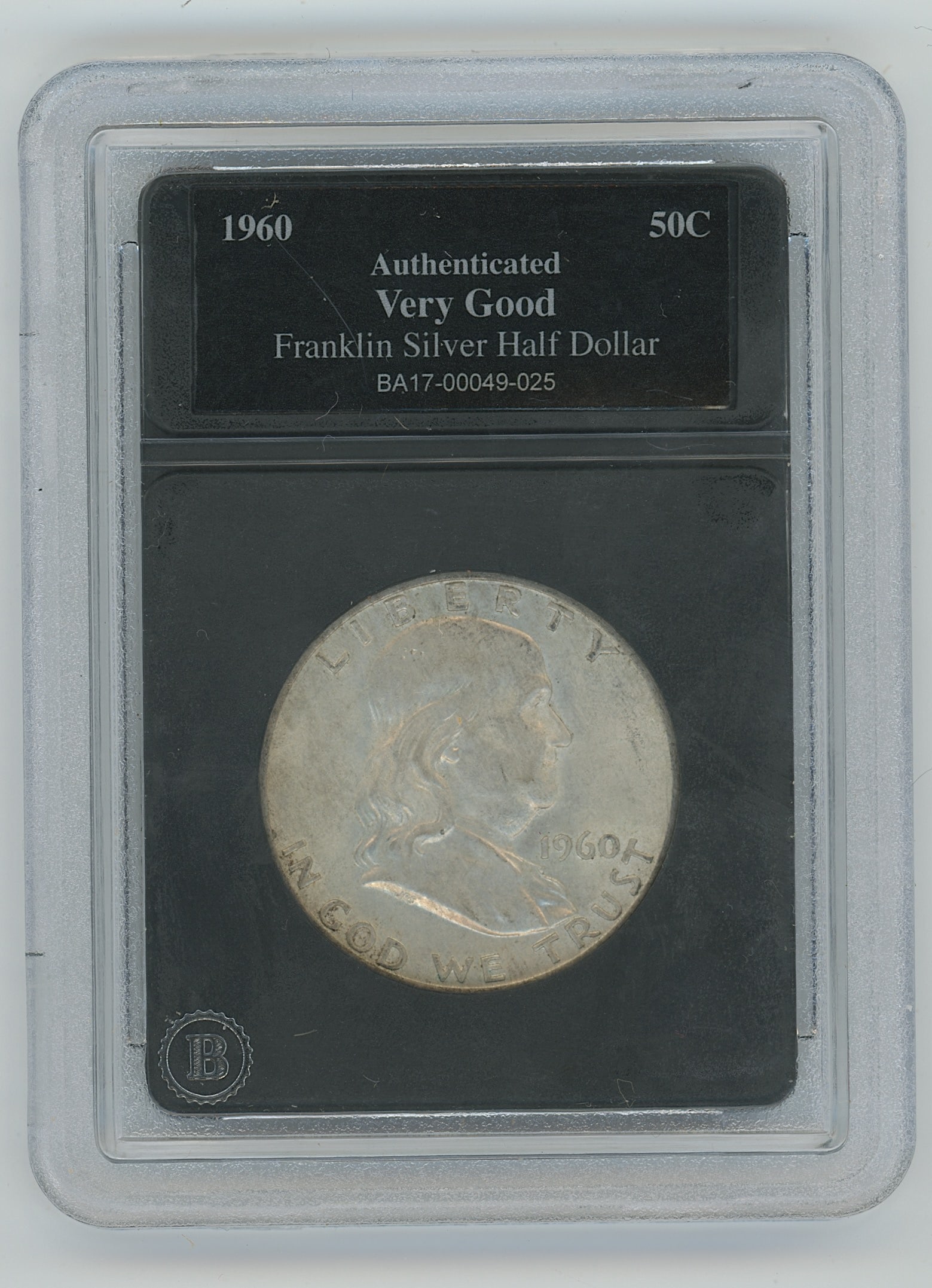 1960 Franklin Silver Half Dollar Coin, Authent. "Very Good" Cond. (1 of 2)