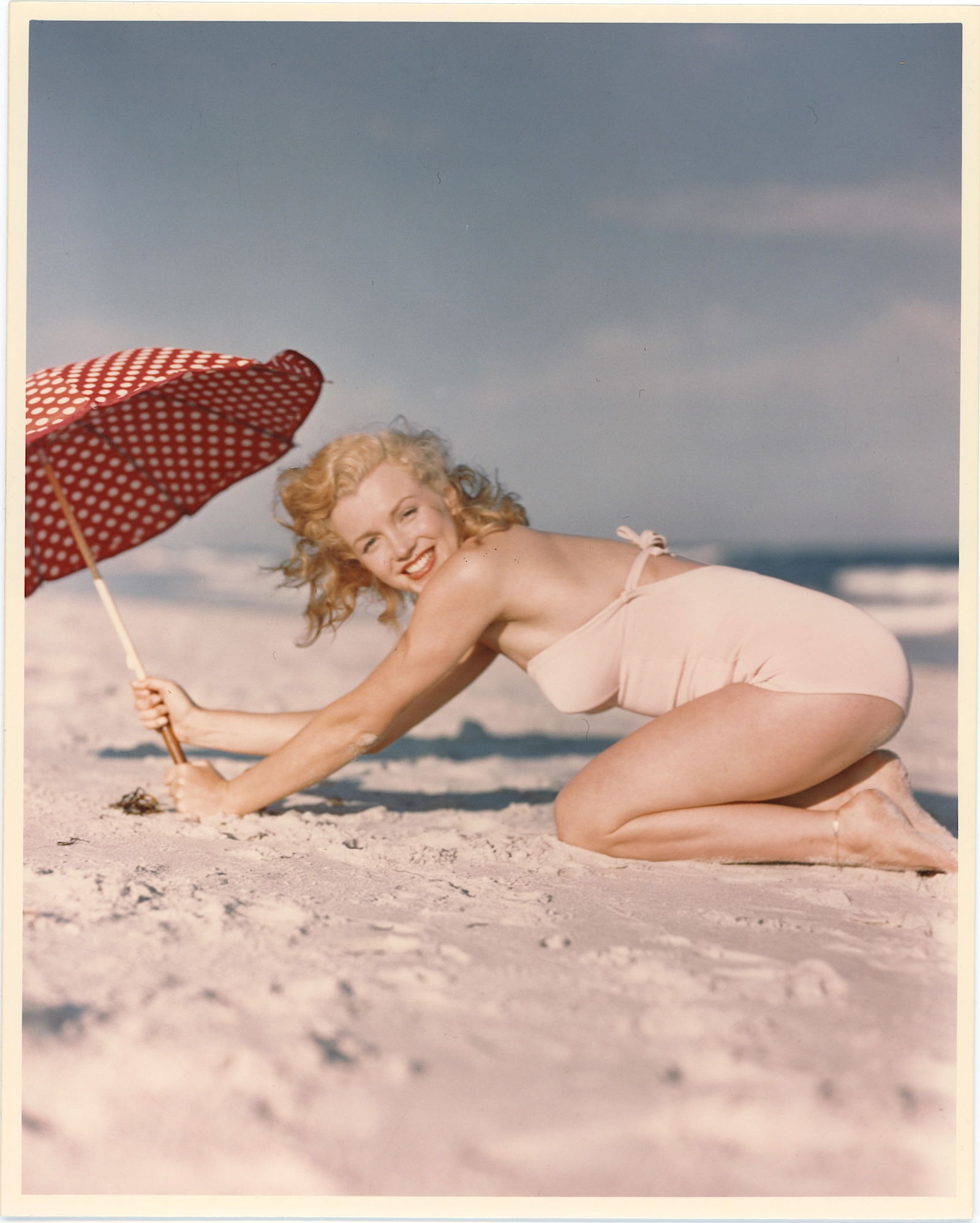 ANDRE DE DIENES Photograph of MARILYN MONROE, Tobay Beach, 1949: Stamped and Printed in 1980s. The provenance of this photo is from the estate/archives of notable photographer André de Dienes (Hungarian 1913 - 1986) in CA. André de Dienes is a well-known photogra