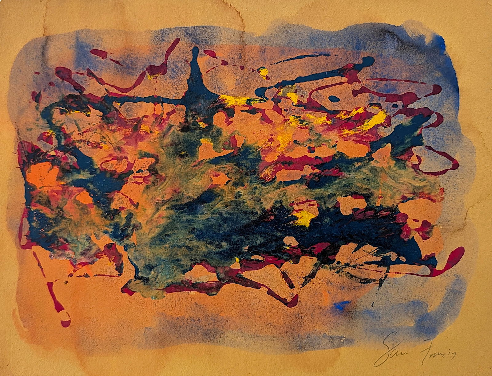 Abstract Expressionism Action Art by SAM FRANCIS (?), 20th C. (1 of 4)