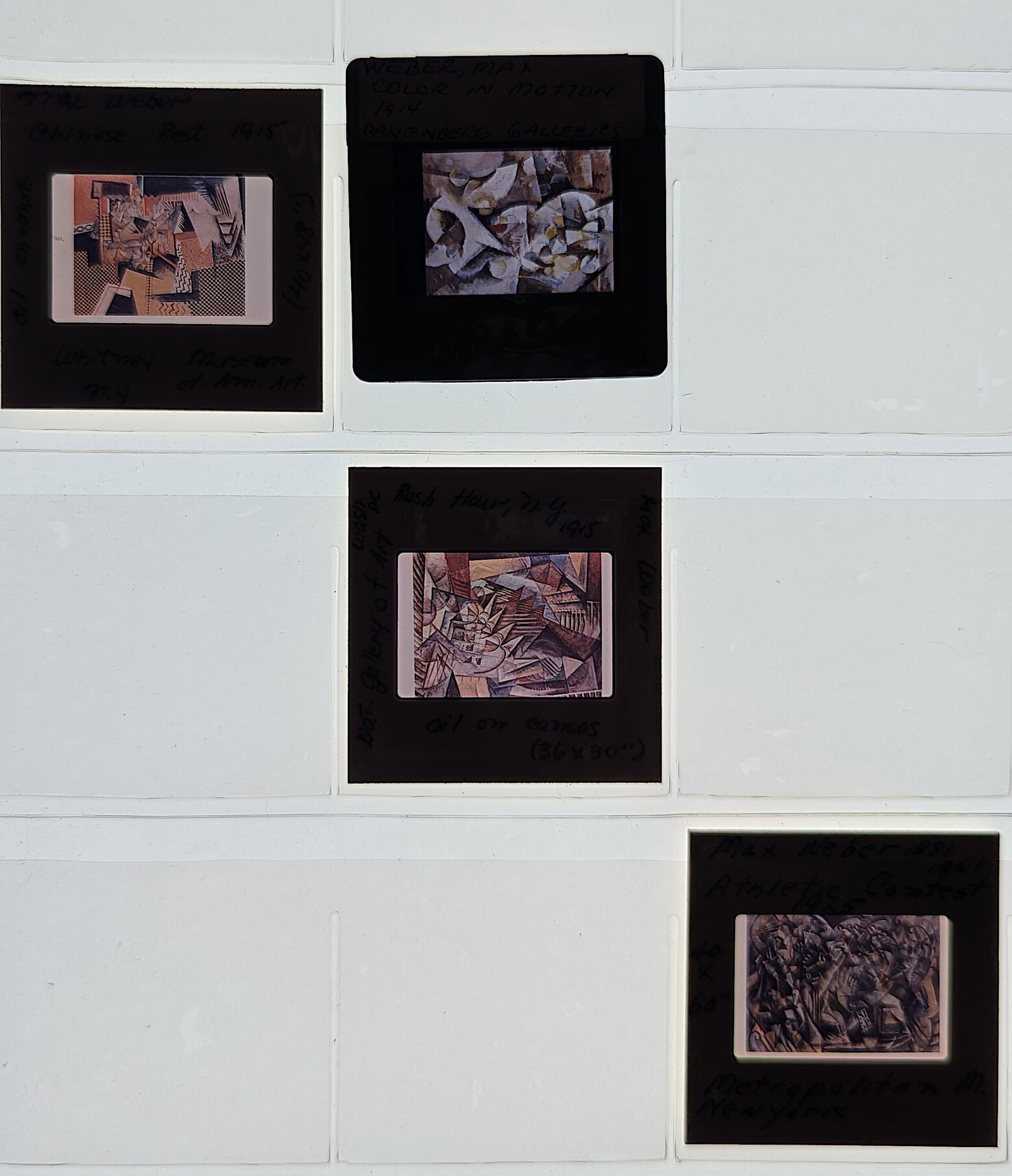 MAX WEBER Unique Museal Set of Original 20th C. 35mm Art Slides: The provenance of this lot is from the estate/archives of Mr. Ira Licht (1938-2023). Mr. Licht was a former director of UM's Lowe Art Museum. He was educated in Columbia College in art history. He was