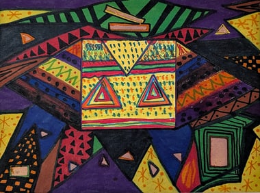 Neo-Expressionist Oil Pastel Painting, Signed FRIEND 84 NYC - 1984