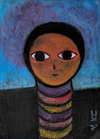 Neo-Expressionist Oil Pastel Painting, Signed FRIEND 84 NYC - 1984