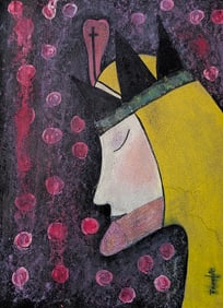 Neo-Expressionist Oil Pastel Painting, Signed FRIEND 85 NYC - 1985