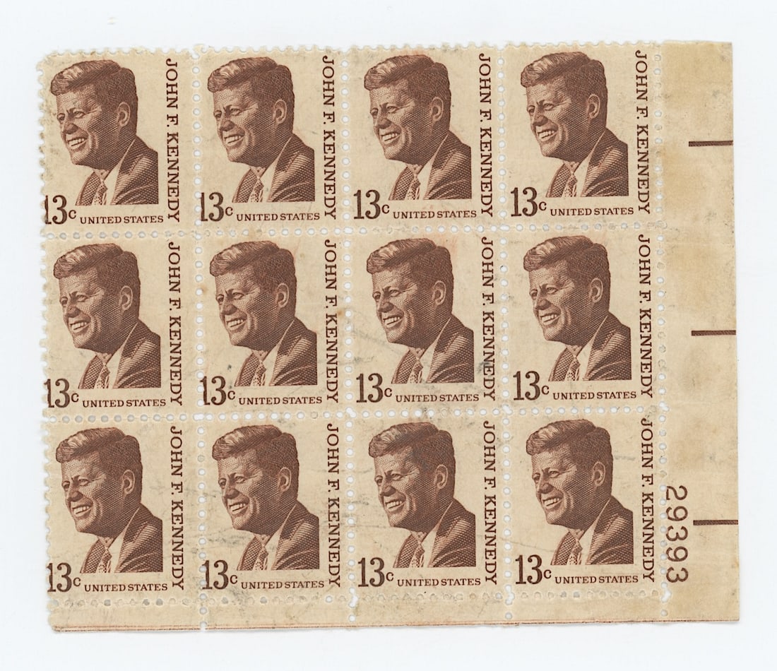 Twelve 13-cent United States Postage Stamps Portrait J.F. Kennedy (1 of 2)