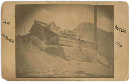 Antique Cabinet Photo "Old Smelter" Aspen Colorado Mining Facility