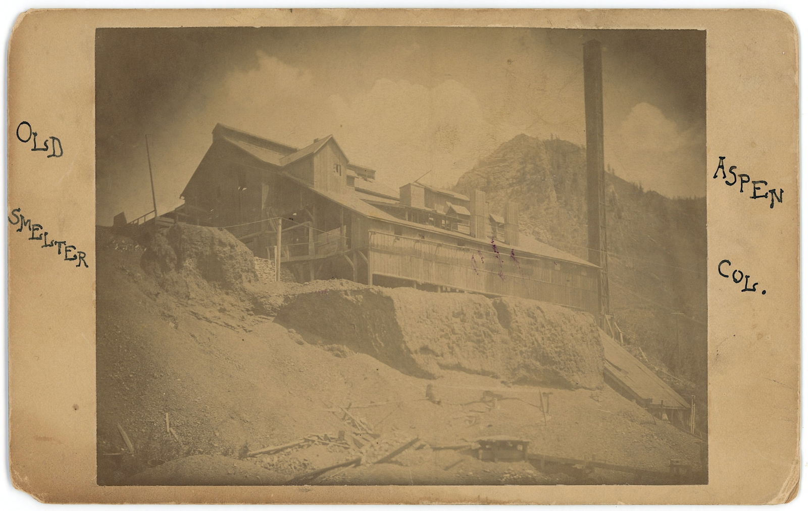 Antique Cabinet Photo "Old Smelter" Aspen Colorado Mining Facility (1 of 2)