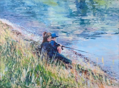 KAETHE HOELTZELL (1925-2013) Boys Fishing