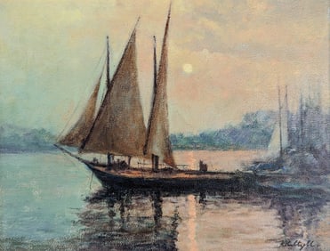 KAETHE HOELTZELL (1925-2013) Romantic View with Boats